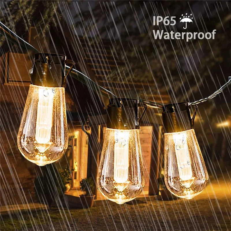 Solar String Lights Outdoor Waterproof Edison Bulb Retro Vintage LED Garden Patio Party Garland Lights 15-31FT