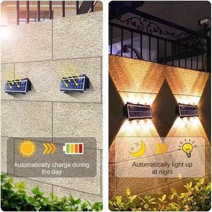 Up & Down Solar Wall Lights for Fences & Patio Walls – Warm White/RGB