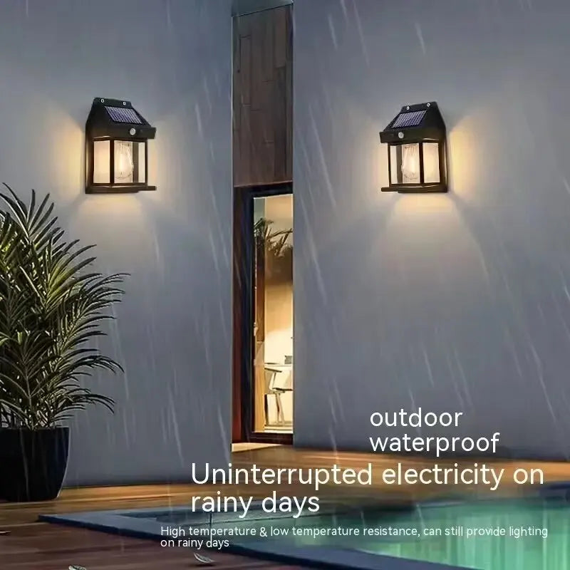 Solar Motion Sensor Wall Lantern for Fences & Porches
