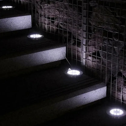 Solar In-Ground Disk Lights for Gardens & Lawn Edges – 20 LED, 1/4/8 Pack