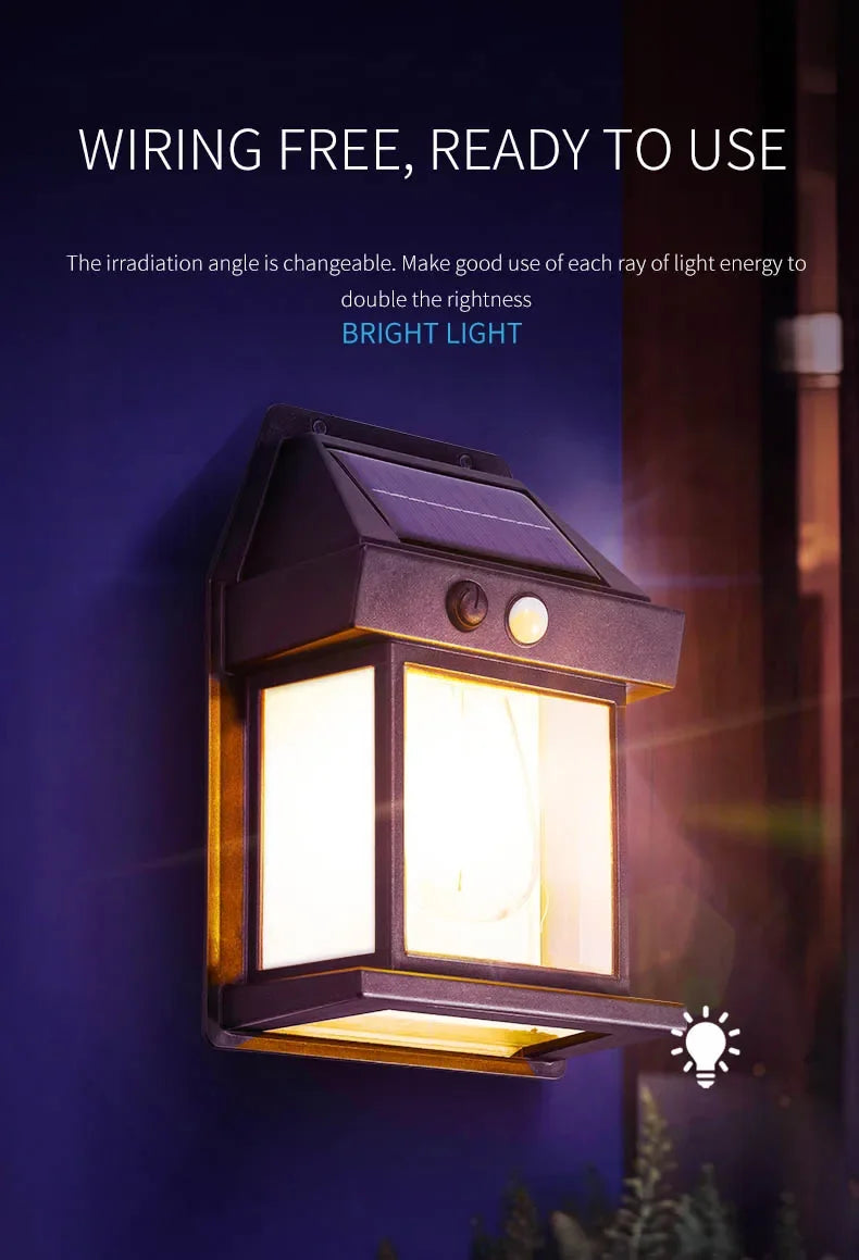 Solar Motion Sensor Wall Lantern for Fences & Porches