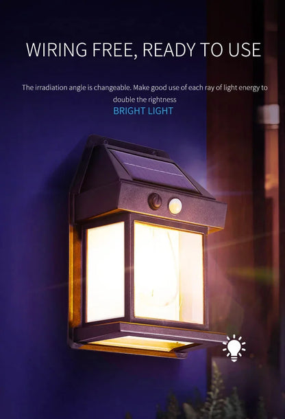 Solar Motion Sensor Wall Lantern for Fences & Porches