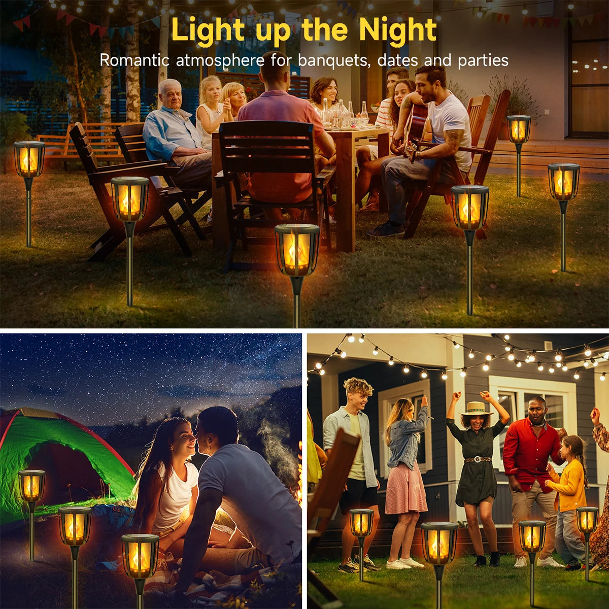 Solar Flame Torch Lights for Garden Paths & Lawn Edges – 1/2 Pack
