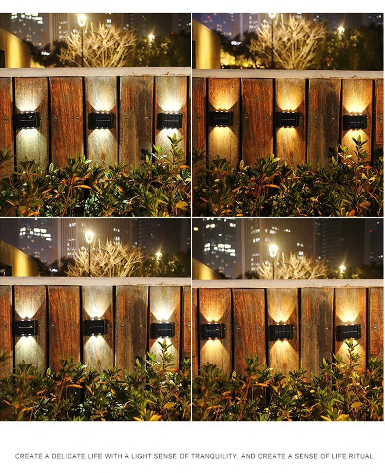 Solar Wall Lights with Dusk-to-Dawn Sensor for Porch & Fence – 6/8/12 LED