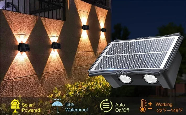 Up & Down Solar Wall Lights for Fences & Patio Walls – Warm White/RGB