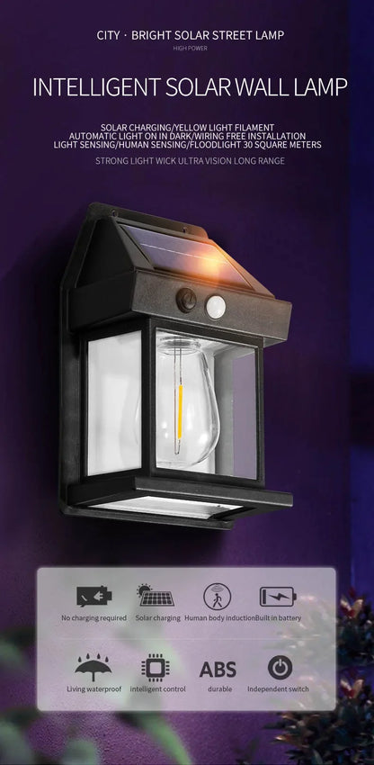 Solar Motion Sensor Wall Lantern for Fences & Porches