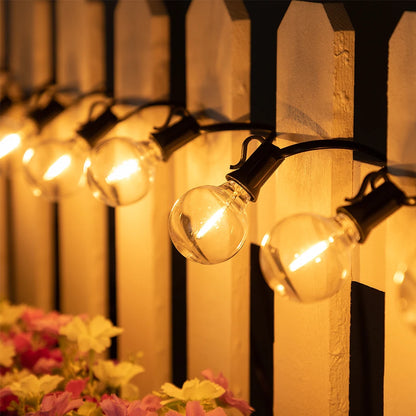 Solar G40 Globe String Lights for Patios & Backyard Bistros – 33/49/59 ft