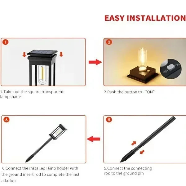 Vintage Solar Pathway Lights for Garden Walkways & Lawn Edges – 4/6/8 Pack