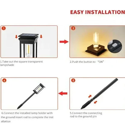 Vintage Solar Pathway Lights for Garden Walkways & Lawn Edges – 4/6/8 Pack
