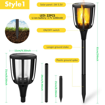Solar Flame Torch Lights for Garden Paths & Lawn Edges – 1/2 Pack