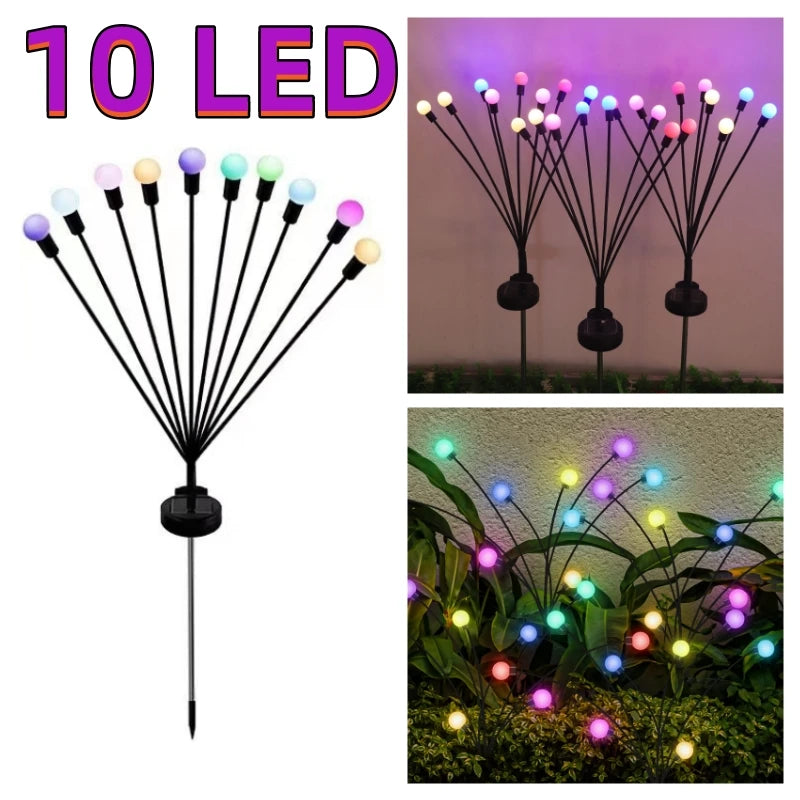 Swaying Solar Firefly Garden Lights for Patios & Garden Beds – 6/8/10 LED