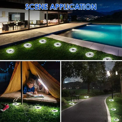 Solar In-Ground Disk Lights for Gardens & Lawn Edges – 20 LED, 1/4/8 Pack
