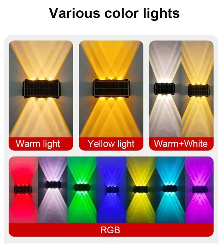 Up & Down Solar Wall Lights for Fences & Patio Walls – Warm White/RGB