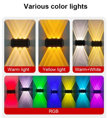 Up & Down Solar Wall Lights for Fences & Patio Walls – Warm White/RGB