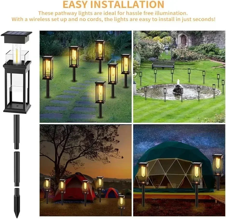 Vintage Solar Pathway Lights for Garden Walkways & Lawn Edges – 4/6/8 Pack