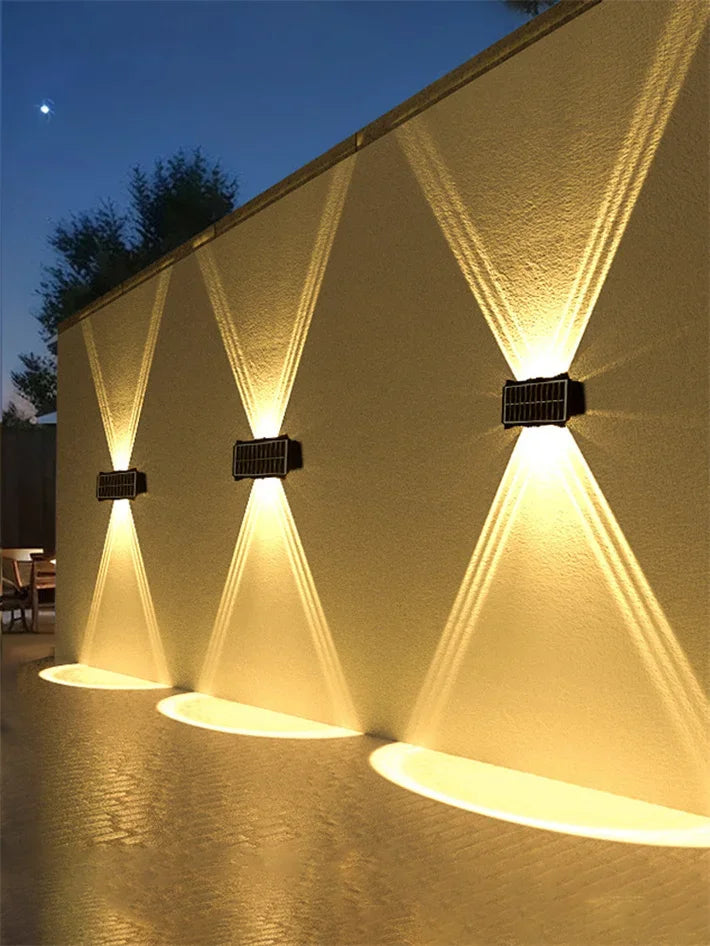 Up & Down Solar Wall Lights for Fences & Patio Walls – Warm White/RGB