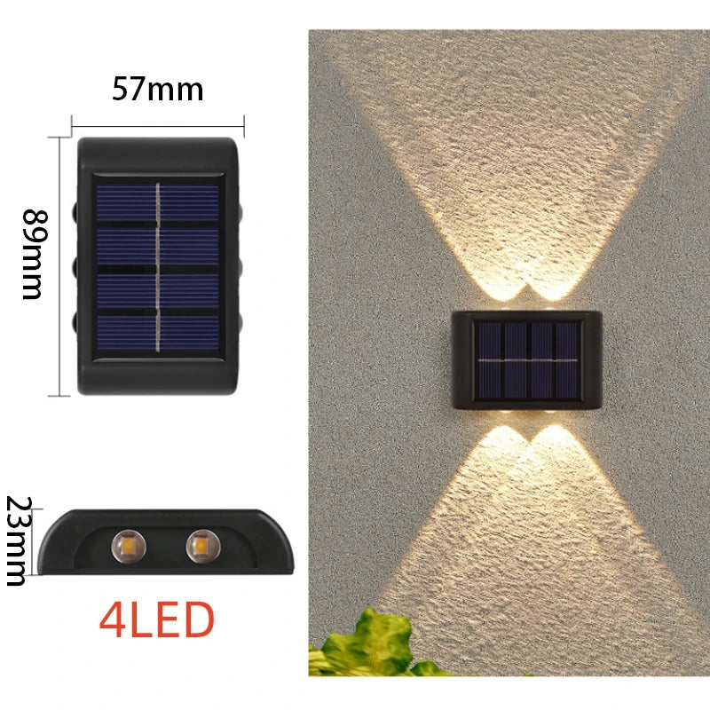 Solar Wall Lights with Dusk-to-Dawn Sensor for Porch & Fence – 6/8/12 LED