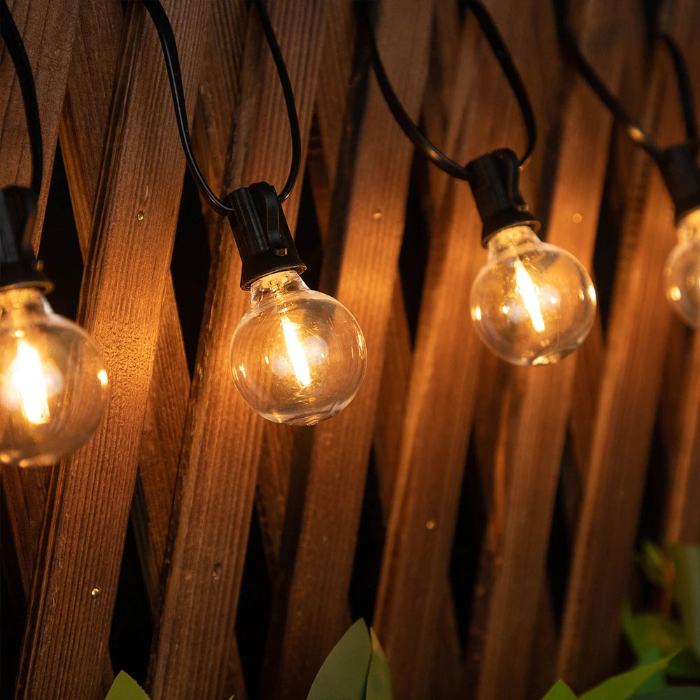 Solar G40 Globe String Lights for Patios & Backyard Bistros – 33/49/59 ft