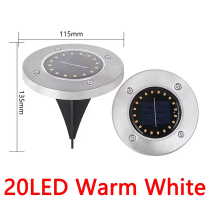 Solar In-Ground Disk Lights for Gardens & Lawn Edges – 20 LED, 1/4/8 Pack