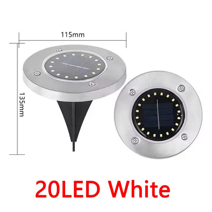 Solar In-Ground Disk Lights for Gardens & Lawn Edges – 20 LED, 1/4/8 Pack