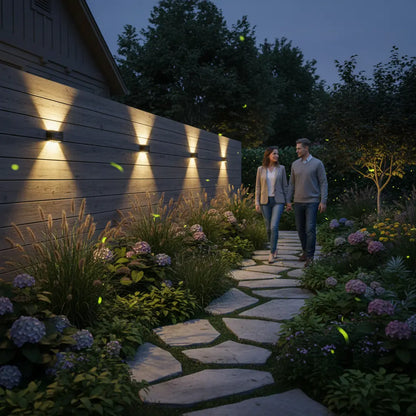 Solar Wall Lights Outdoor for Fence & Porch – 10 LED Up & Down, 2/6/10 Pack
