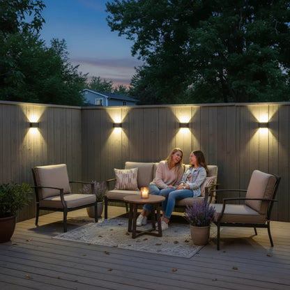 Solar Wall Lights Outdoor for Fence & Porch – 10 LED Up & Down, 2/6/10 Pack