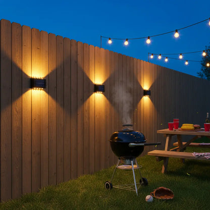Solar Wall Lights Outdoor for Fence & Porch – 10 LED Up & Down, 2/6/10 Pack